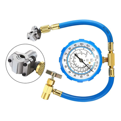 Chinco BPV-31 piercing valve kit with blue dial gauge, blue hose, and brass fittings (4 sets)