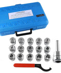 MT3 Shank ER40 Chuck With Fifteen Piece Collet Kit From One Eighth To One Inch High Precision Hardened Alloy Spring Steel