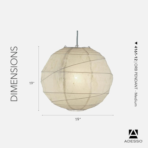 Cool Orb Pendant Light With Collapsible Rice Paper Shade 19 Inch Diameter And 15 Foot Cord Perfect For Bedroom Living Room Office Cafes Or Small Business Spaces Modern Ceiling Lighting with measurement dimensions