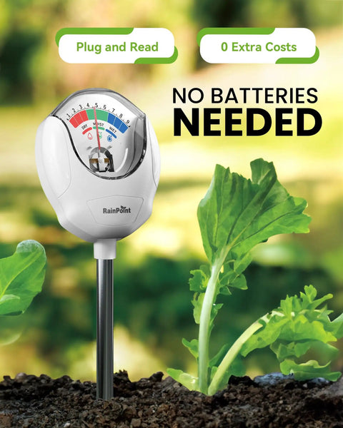 Soil Moisture Meter For Plants For Plant Parents, Accurate Plant Water Meter with dial, in garden soil, no batteries needed.