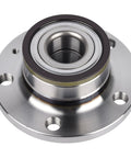 Premium 512319 Rear Wheel Bearing And Hub Assembly With ABS For Audi Q3 TT And Volkswagen Arteon Beetle Eos Golf City GTI Jetta Passat Tiguan Replacement OE Fit Heavy Duty Easy Install, shown in side view
