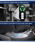 Close-up of Electric Air Duster With Led Light Cordless Rechargeable 130000 RPM Blower showing gear and battery display