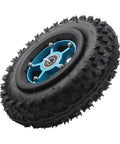 8 Inch Pneumatic Off Road Tire 200x50 for Electric Skateboard and Scooter with beefy aluminum alloy hub and rubber tread, blue hub.