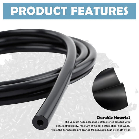 4.9 Foot Silicone Vacuum Hose Kit For Cars With One Eighth To Three Eighth Inch Diameters Plus Sixty Four Connectors