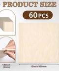 Basswood sheets for laser cutting, 60 pcs, 12 x 12 x 1/8 in unfinished square wood sheets for crafts