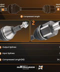 Ram 1500 Front Left Or Right CV Axle Shaft For 4WD Models From 2012 To 2022 And 1500 Classic 2019 To 2020 Replacement Drive Axle Part Built For Heavy Duty Durability And Smooth Power Transfer So Your Ride Keeps Rolling, 33 and 29 spline ends, 24.37 in compressed length