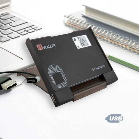 Biometric Fingerprint Crypto Wallet Card with quick login for Bitcoin Ethereum and ERC20 tokens secure biometric