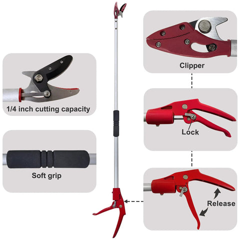 4 Foot Aluminum Pole Pruner With Long Reach Pruning Shears Cut And Hold Garden Clippers Lightweight Yet Durable No Bend Needed Tree Trimmer