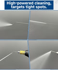 Needle Nozzle Kit For High Pressure Cleaning With Stainless Flush Wand Extension Tips And Quick Connect 1 To 2 GPM Quarter Inch Grime Busting For Tight Spots shown in use targeting small areas.