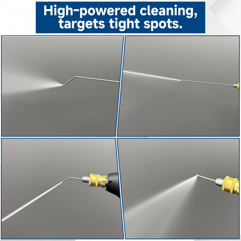 Needle Nozzle Kit For High Pressure Cleaning With Stainless Flush Wand Extension Tips And Quick Connect 1 To 2 GPM Quarter Inch Grime Busting For Tight Spots shown in use targeting small areas.