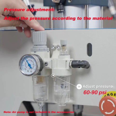 Adjusting pressure on 16x24 Inch Dual Station Pneumatic Heat Press with laser positioning for DTF sublimation