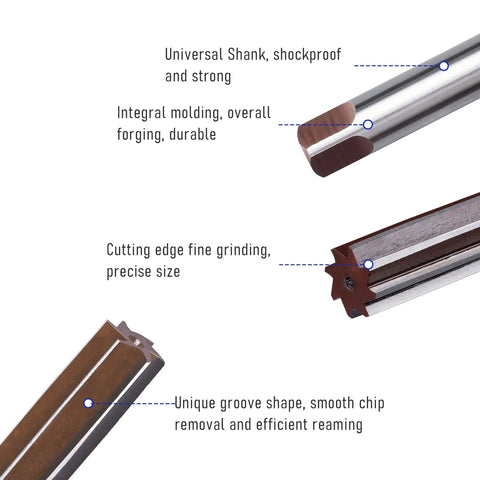 Hand Reamer Workhorse For Metalworking Seven Sixteenths Inch Alloy Tool Steel 9CrSi H8 With Six Flutes, detail view