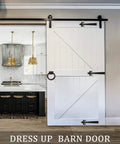 White sliding barn door with Matte Black Ring Garage Door Pull 3.9 Inch Metal Sliding Barn Door Handle Knob For Farmhouse
