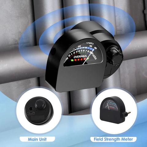 13000x High Amplification Pipe Leak Detector Kit With Rechargeable Battery, Large Headphone, And Field Strength Meter For Home Plumbing Pro Level Leak Finder For Hidden Leaks, Long Battery Life, Fast Accurate Detections on pipes