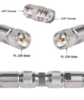 2 Pack UHF Female To Female Coax Connector Adapters For PL259 And SO239 Compatibility 50 Ohm Brass Nickel Plated