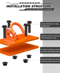 Diagram showing installation of Two Pack Tractor Bucket Hooks With Tie Down Ring, Grade 70 Forged Steel Bolt On, with labeled components.