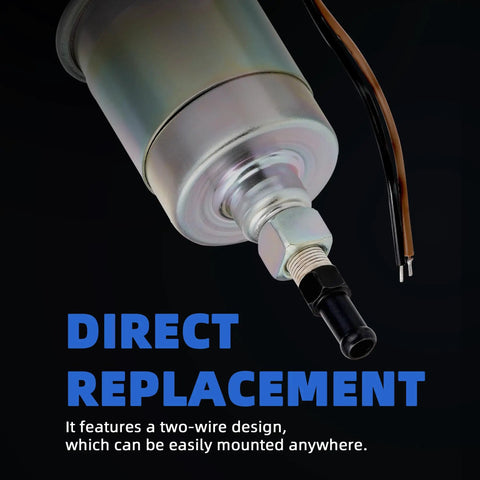 Low Pressure Inline Electric Fuel Pump 12V For Carburetor Universal 5 To 9 PSI With Filter Clamps Kit showing wire connector