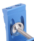 Close-up of aluminum guide from 46 Piece Pocket Dowel Hole Jig Kit With Aluminum Alloy Guides For Precise Joint Angles