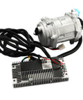 Heavy Duty 12 Volt Universal Auto AC Electric Compressor 20CC R134A Compatible knockout replacement unit with metal body.