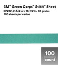 Green Corps Stikit Sheet Two And Three Quarters Inch By Sixteen And Half Inch 36 Plus Grit for Coating Removal Pack of 100