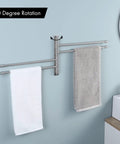 Super Sturdy Heavy Duty Swing Out Swivel Towel Rack For Bathroom With Four Arms Holds Multiple Towels Space Saving Wall Mount Brushed