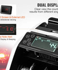 Hella Reliable Money Counter Machine With Legit Counterfeit Detection And Smooth Value Tracking Featuring Ultraviolet And Infrared Sensors Plus No Sweat Batch Sorting For Shop Bosses showing dual display with LCD and LED screens.