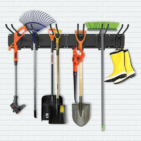9 Piece Garage Slatwall Hook Kit With 6 Double Utility Hooks And 3 Mounting Plates organizing tools on slat wall