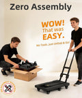Two people using No Assembly Folding Hand Truck Dolly Cart With 440 Lb Capacity, showing easy setup and folding handle.