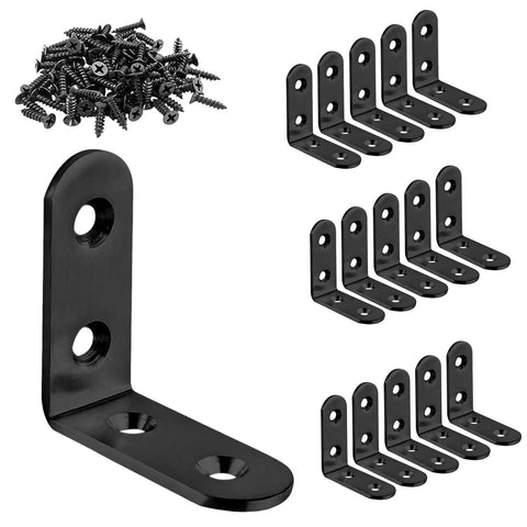 Beefy Heavy Duty L Shaped Corner Braces For Furniture Shelves Cabinets And Frames Black 80 Pack Durable Wood Support Brackets