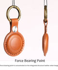 Straight Up Genuine Leather AirTag Keychain Holder Secure Metal Loop Cover Fits Apple Tracker First And Second Gen Like A Glove In Classic Brown Premium Hide Case with a metal loop.