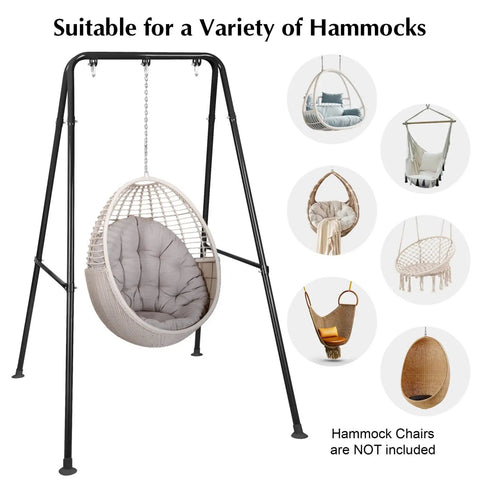 Beefy Backyard Hammock Swing Stand Frame, Heavy Duty Metal Build For Indoor And Outdoor Use, showcasing variety of hammock chairs.