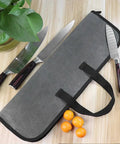 Chef Knife Roll Bag With Canvas Design Adjustable Shoulder Strap And Multiple Knife Slots for secure knife organization.
