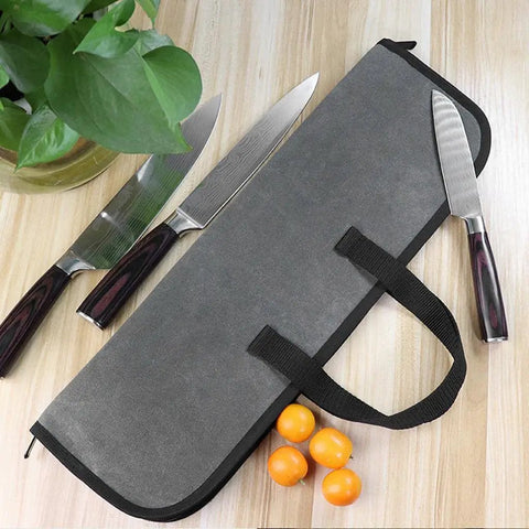 Chef Knife Roll Bag With Canvas Design Adjustable Shoulder Strap And Multiple Knife Slots for secure knife organization.