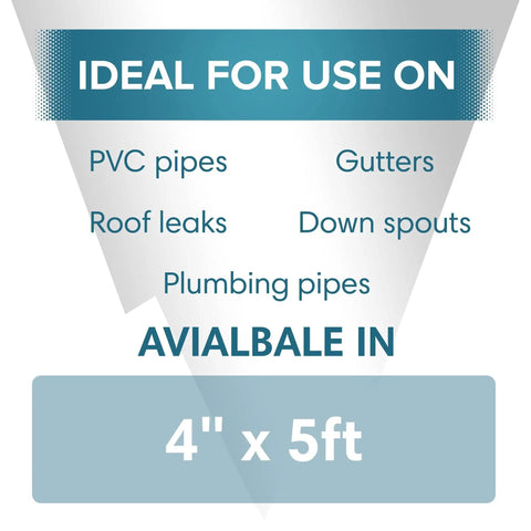 TapeSeal Clear 4 Inch By 5 Foot Rubberised Waterproof Tape For Leaks And Cracks On Roofs, PVC Pipes, Downpipes, Plumbing And Gutters chart