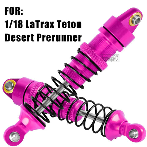 Pro Grade Aluminum Front And Rear Full Metal Shocks With Shock Tower Upgrade Kit For 1/18 LaTrax Teton Desert Prerunner RC, Pink Finish