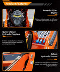 Powerful 739cc engine of Righteous 23 Horsepower Mini Skid Steer Loader with hydraulic couplers for effective job site work.