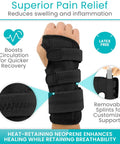 Carpal Tunnel Wrist Brace With Splint For Left Or Right Hand Adjustable Night Support Immobilizer, neoprene, black, on hand.