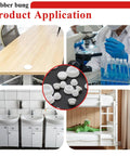 80 Piece Silicone Hole Plug Set For DIY Projects in use on desk, lab, bathroom sink, and bunk bed scenarios