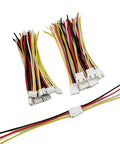 XH 2.54mm 4 Pin Male and Female Connector Kit with 10cm 22 AWG Soft Silicone Wires 10 Pairs, displayed in red, black, white, yellow