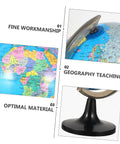 Large Desktop World Globe With Stand For Adults High Definition Geographic Tabletop Globe close-up with map and sturdy base
