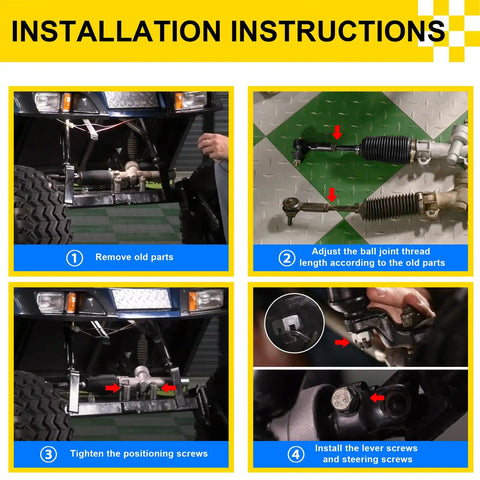 Installation instructions for TXT Steering Rack And Gear Box Assembly For Golf Cart EZGO TXT MPT Electric And Gas 2001 Up