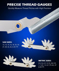 Orion Motor Tech 86-piece SAE and metric tap and die set for threading, metal tools on blue background