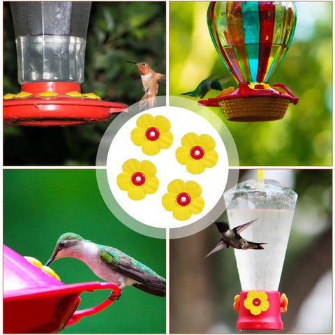 16 Pcs Hummingbird Feeder Replacement Flowers With Two Cleaning Brushes For Outdoor Bird Feeders Attractive Bee Guards Parts Kit To Lure Tiny Birds And Keep Hoses Fresh Naturally This Season Long