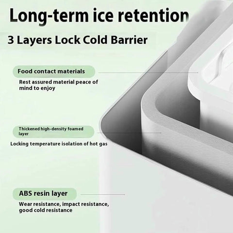 Electric Countertop Ice Maker Featuring Self Cleaning Tech And Rapid Bullet Cube Production In Just Six Minutes With A Nifty 12 Kilogram Daily Output That Slams On Any Counter Comes Packed With A Scoop And Basket For Dope Home Bartending Sessions showing detailed ice retention layers and materials.