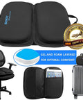 Sojoy Gel Comfort Foldable Seat Cushion With Memory Foam for Tailbone Support, 20x13 inch portable black cushion.