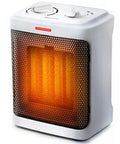 Powerful 1500W Portable Electric Ceramic Space Heater With Adjustable Thermostat glowing in white housing