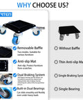 Heavy Duty Carbon Steel Furniture Dolly With 3000 Lb Capacity displaying features like removable baffle and anti-slip mat.