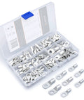 120 Piece Tinned Copper Wire Lug Kit With Heavy Duty Battery Lugs And Ring Terminals For Crimp Or Solder Ends 10 To 4 Gauge Tin Coated Copper For Corrosion Resistance And Reliable Electrical Connections, open plastic case with sorted connectors.