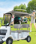 Chill Four-Seater Electric Golf Cart With Massive Storage Trunk And 800W Motor on green grass, ideal for golfing and leisure rides.