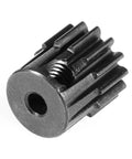 Close-up of CHRCOED hardened steel 14T pinion gear with 2.0mm bore for 1/18 RC cars